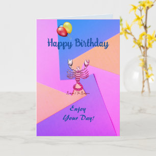 Carte d'anniversaire bleu rose