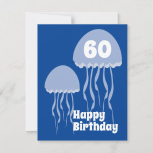 Carte d'anniversaire bleue 60 ans Jelly Fish