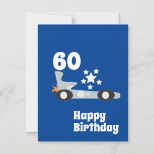 Carte d'anniversaire bleue 60 ans toutes ages Car