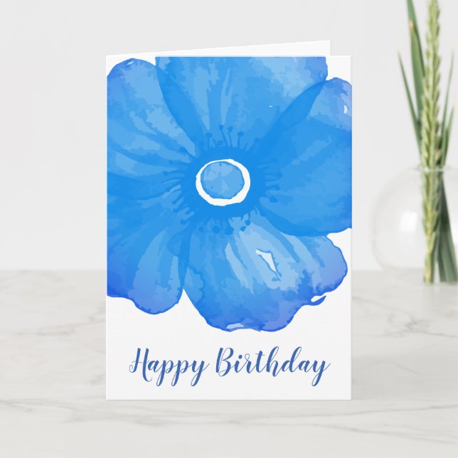 Carte d'Anniversaire Bleue Élégante (Devant)