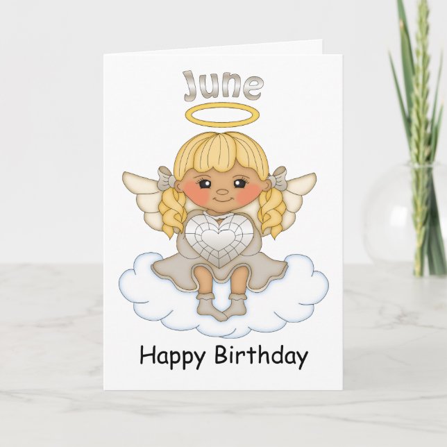 Carte d'anniversaire blonde d'ange de pierre (Devant)