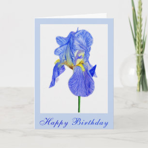 Carte d'anniversaire Blue Iris Flower