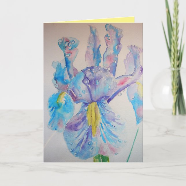 Carte d'anniversaire Blue Iris Watercolor (Devant)