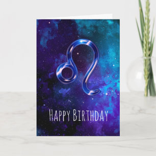 Carte d'anniversaire Blue Space Leo