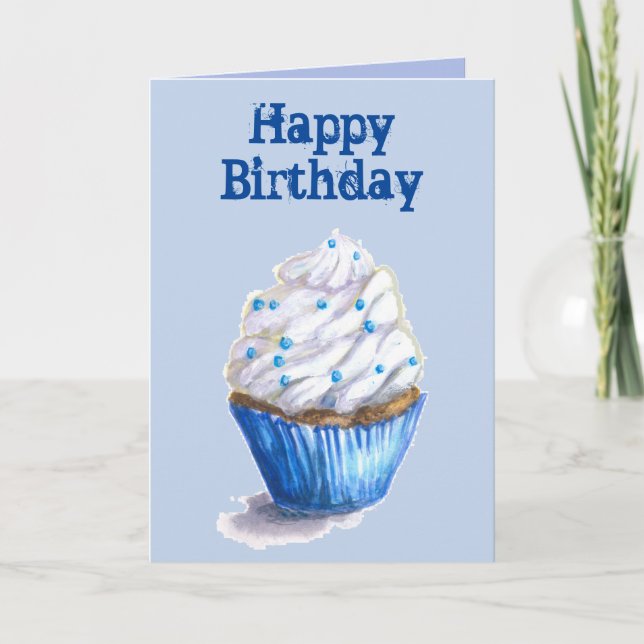Carte d'anniversaire Blue Velvet Cupcake (Devant)