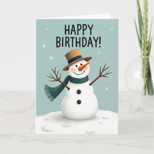 Carte d'anniversaire Bonhomme de neige d'hiver