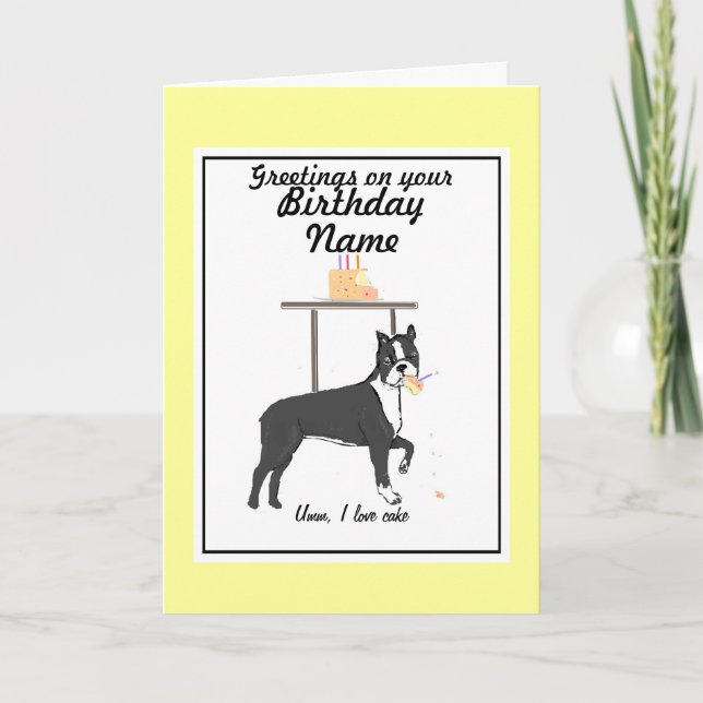 Carte d'anniversaire Boston Terrier Ann Nom (Devant)
