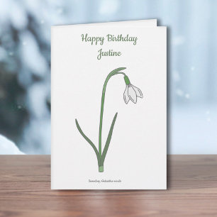 Carte d'Anniversaire Botanique Pastel Snowdrop