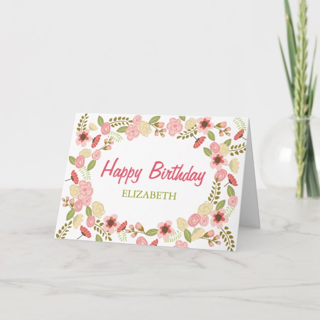 Carte d'anniversaire botanique personnalisée (Devant)