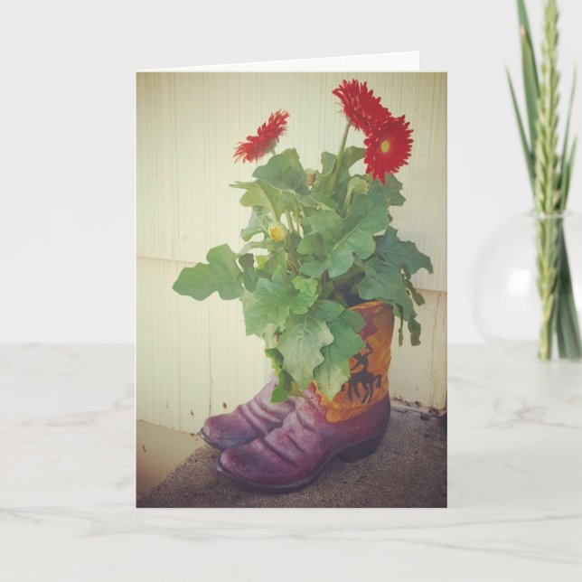 Carte d'anniversaire "Bottes de cowboy aux marguer (Devant)