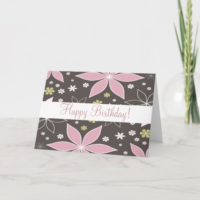 Carte d'anniversaire Brown et rose (Devant)
