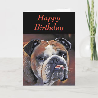 Carte d'anniversaire Bulldog anglais personnalisé