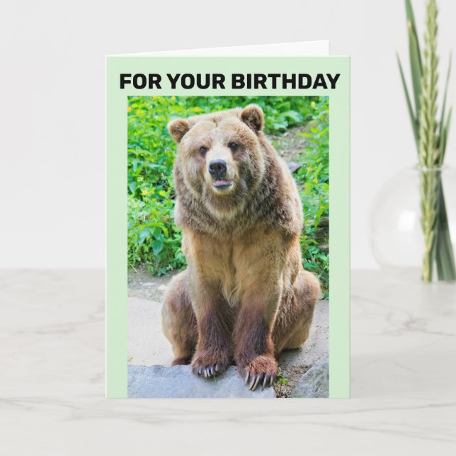 CARTE D'ANNIVERSAIRE CALIN D'OURS GRIZZLY (Devant)
