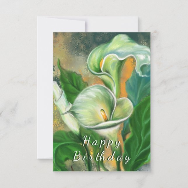 Carte d'anniversaire Calla Lily Fleurs Peinture (Devant)