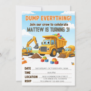 Carte d'anniversaire Camion de chantier Déverser T