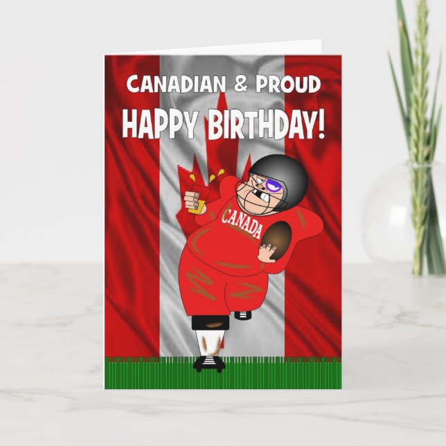 Carte d'anniversaire canadienne et fière de footba (Devant)