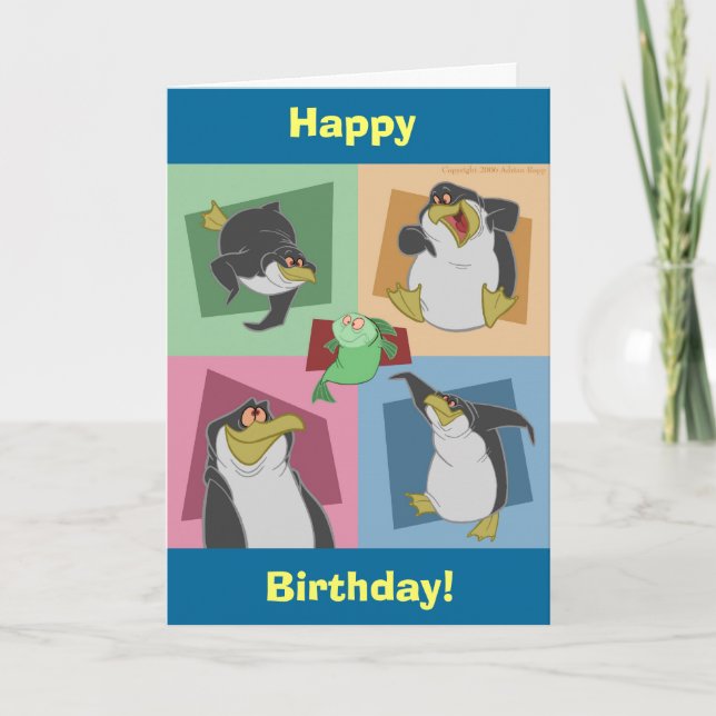 Carte d'anniversaire Carré Penguin (Devant)