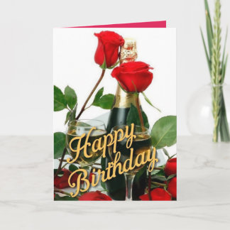 Carte d'anniversaire Champagne & Red Roses