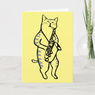 CARTE D'ANNIVERSAIRE CHAT JAZZ