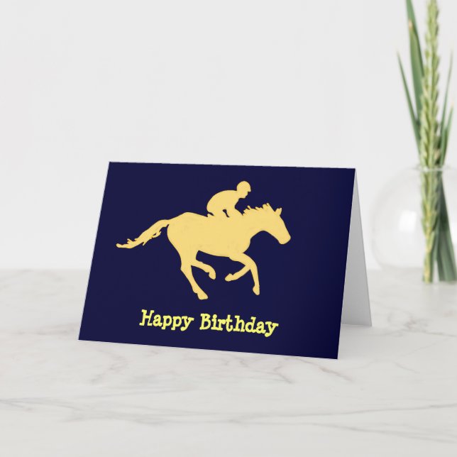 Carte d'anniversaire Cheval Bleu et Crème (Devant)