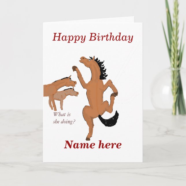 Carte d'anniversaire Cheval Dancing, ajoutez le no (Devant)