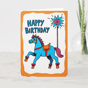 Carte d'anniversaire Cheval festif