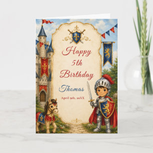 Carte d'anniversaire Chevalier Médiéval 5 ans