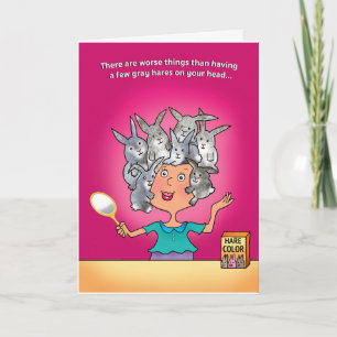 CARTE D'ANNIVERSAIRE, CHEVEUX GRIS CONTRE AUCUNS