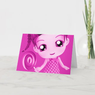 Carte d'anniversaire Chibi Pink