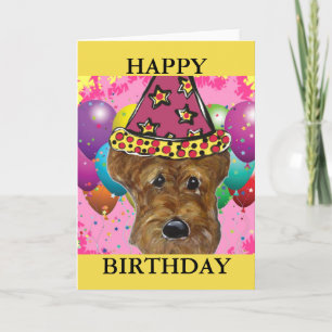 CARTE D'ANNIVERSAIRE CHIEN AIREDALE MIGNON