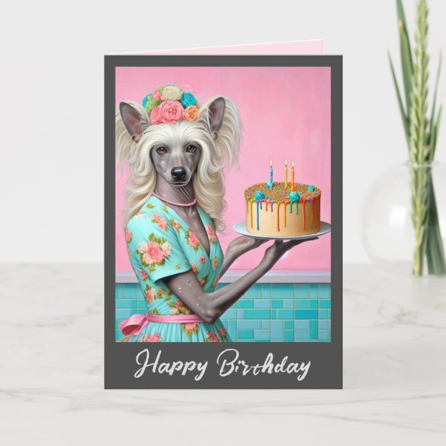 Carte d'anniversaire | Chien de race chinoise 3e a (Devant)