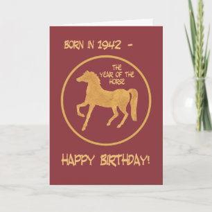 Carte d'anniversaire chinoise du cheval, 1942