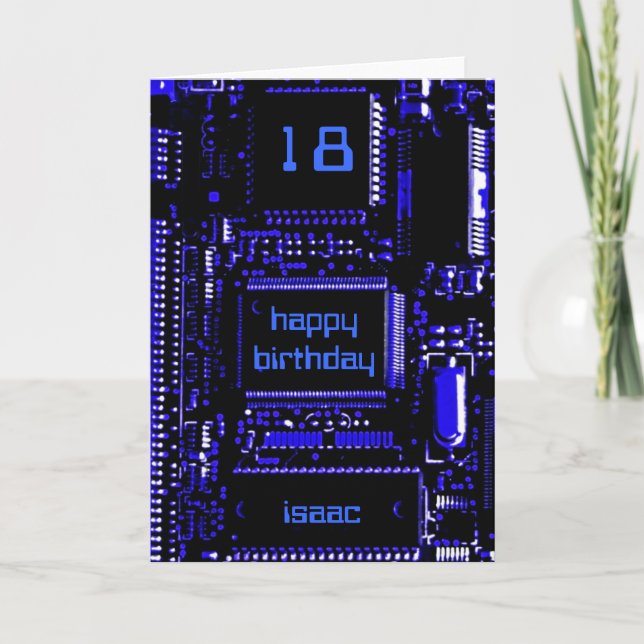 Carte d'anniversaire Circuit Blue 'Age and Name' (Devant)