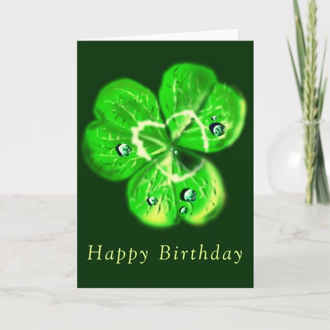 Carte d'anniversaire Clover Dew Drops - Votre text (Devant)