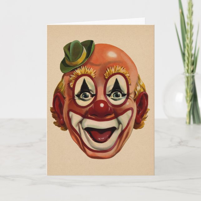 Carte d'Anniversaire Clown Vintage (Devant)