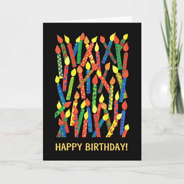 Carte d'anniversaire colorée avec bougies (Devant)