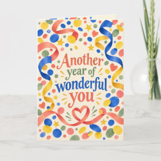Carte d'anniversaire Colorée Confetti Merveilleux
