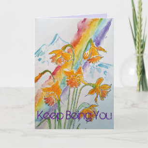 Carte d'anniversaire colorée Daffodil Rainbow Wate