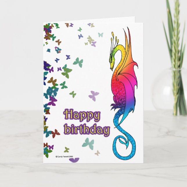Carte d'anniversaire colorée de dragon (Devant)