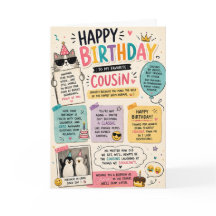 Carte d'anniversaire colorée et amusante pour cous