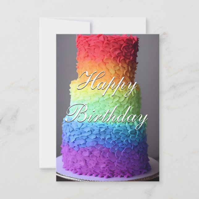 Carte d'anniversaire colorée Rainbow Cake (Devant)