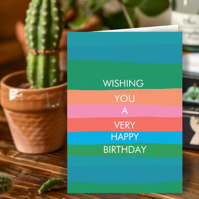 Carte d'anniversaire colorée simple rayures HEUREU (Colorful Simple Stripes HAPPY BIRTHDAY CUSTOM Card
)