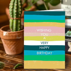 Carte d'anniversaire colorée simple rayures HEUREU