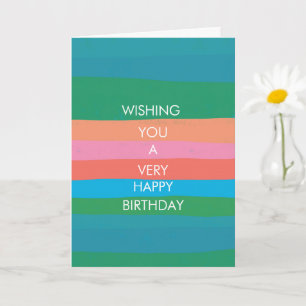 Carte d'anniversaire colorée simple rayures HEUREU
