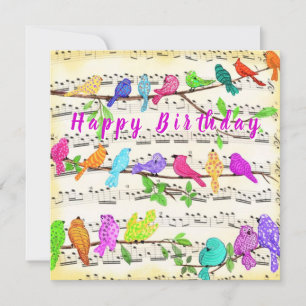 Carte d'anniversaire Colorful Musical Birds Spring