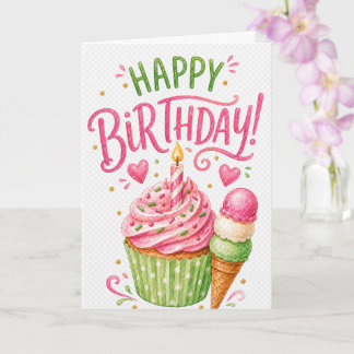 Carte d'anniversaire Cône de glace Joyeux Annivers