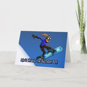 Carte d'anniversaire cool Rabbit Snowboarder