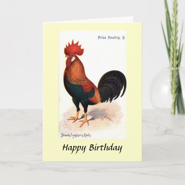 Carte d'anniversaire - Coq Leghorn Brown (Devant)
