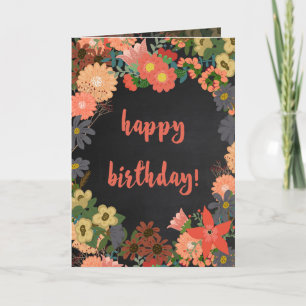 Carte d'anniversaire Coral, Or et Gris