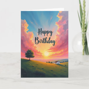Carte d'anniversaire Coucher de soleil Ciel